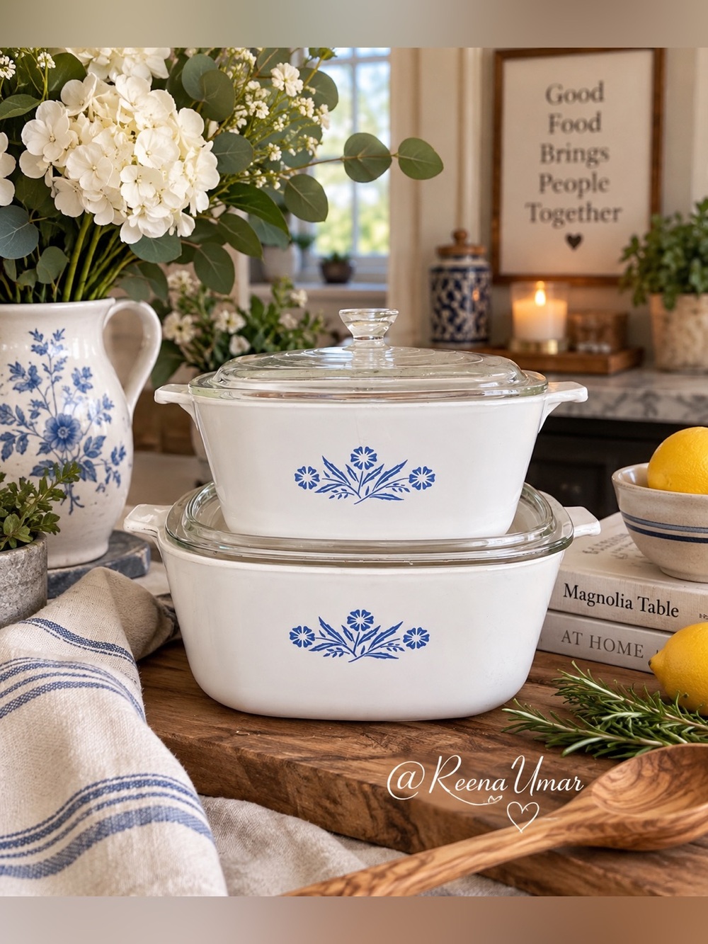 Vintage Blue Cornflower CorningWare Set of 2 – 1¾ QT & 80 oz